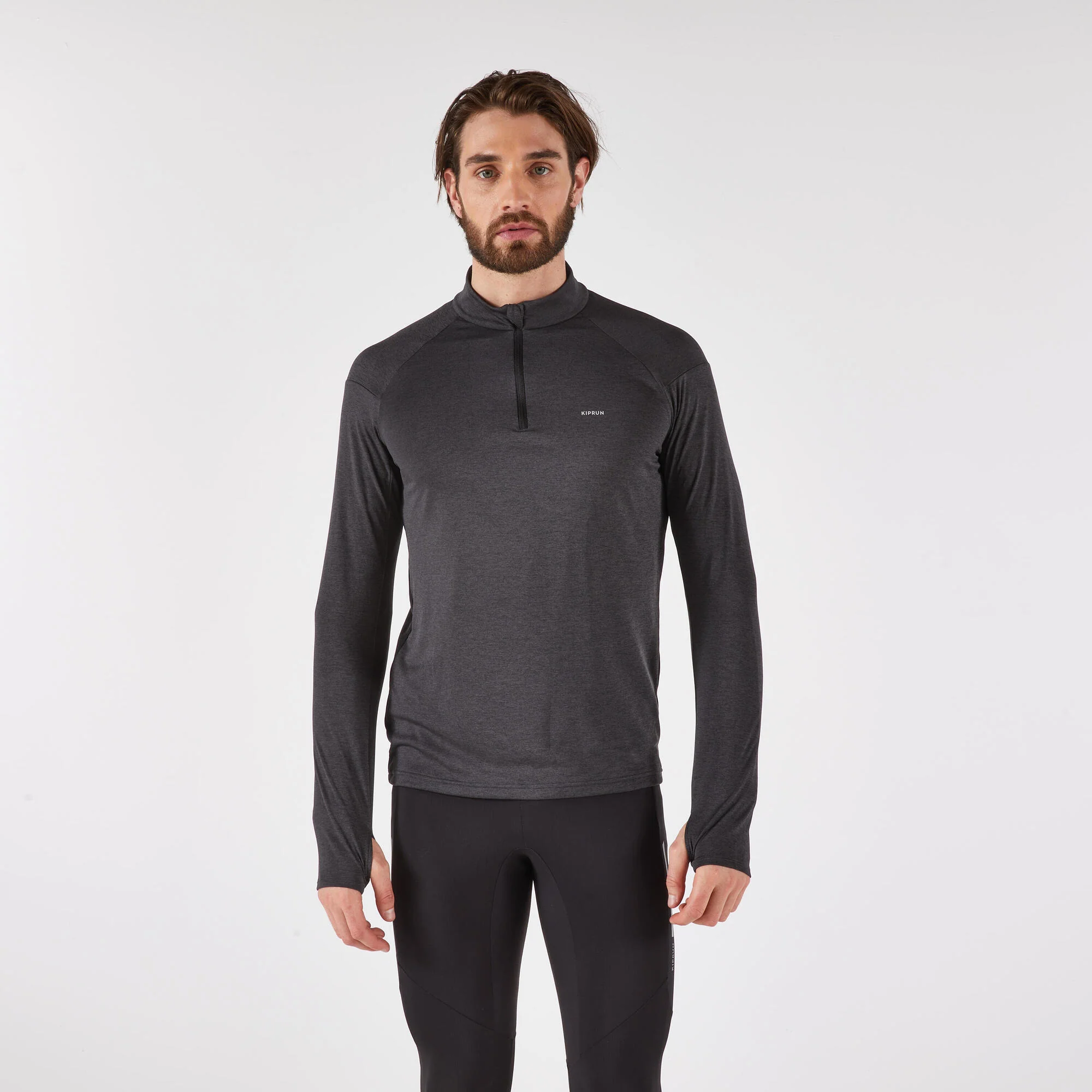 Kiprun Men's 100 Long-Sleeved Half-Zip Running T-shirt