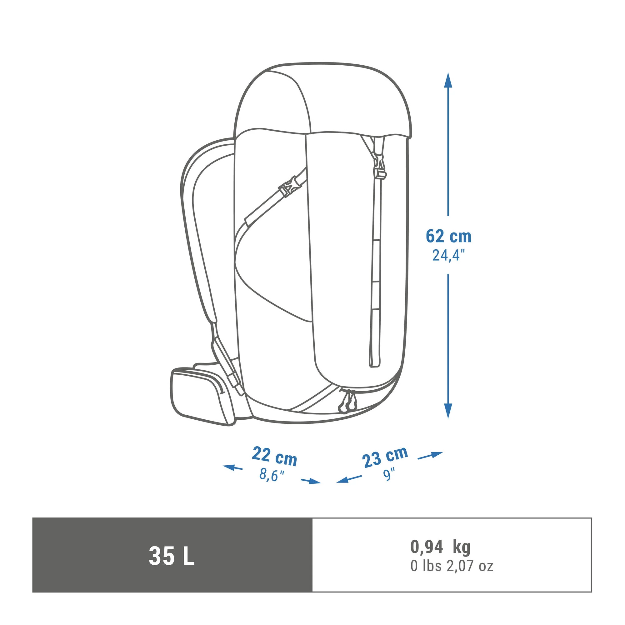 Quechua MH100 35L Hiking Backpack - Image 2